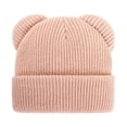 thumbnail image 1 of Splozh Winter Warm Knitted Baby Hat Winter Pullover Hat Children's Double Ear Hat Solid Color Cute Knitting Baby Hat Pink,0-6 Months, 1 of 7