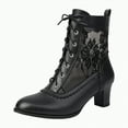 thumbnail image 1 of Splozh Women Boots Boots for Women Retro Mid Calf Boots Casual Pointed Toe Lace up Shoes Black,US 8.5, 1 of 5