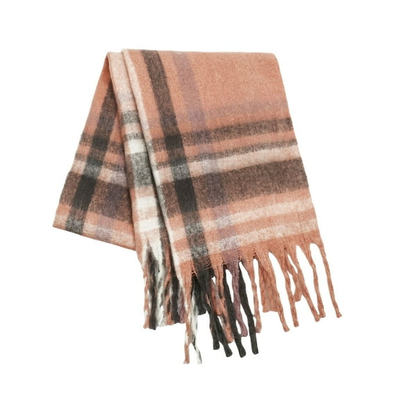 Splozh Women's Fashion Scarves Long 2025 New Checkerboard Scarf for Women Thickened Warm with Tassel Autumn/Winter Trendy Pink,One Size