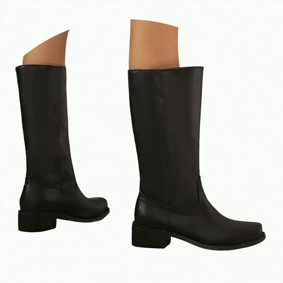 Splozh Womens Knee High Boots Wide Calf Women's Knee High Boots Square Toe Chunky Block Heel Long Boots for Women Comfortable Slip on Low Heel Womens Riding Boot Black,US 10