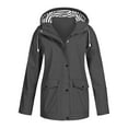thumbnail image 1 of Splozh Womens Rain Jacket Women Military Anorak Jackets Zip Up Snap Buttons Utility Coats Outwear with Pocket Grey,5XL, 1 of 4