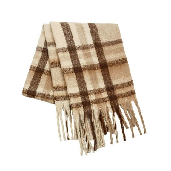 Splozh Womens Warm Long Shawl Winter 2025 New Checkerboard Scarf for Women Thickened Warm with Tassel Autumn/Winter Trendy Khaki,One Size
