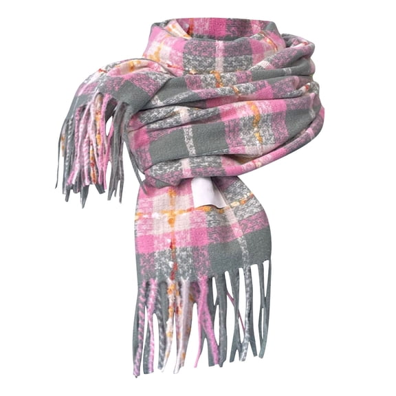 Splozh Womens Winter Scarf Women Winter Tartan Scarf Ladies Warm Blanket Pashmina Shawl Pink,One Size