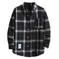 thumbnail image 1 of Splozh Work Tops for Women Plaid Flannel Shirt Long Sleeve Collar Button Down Blouses Lightweight Tops Black,M, 1 of 3