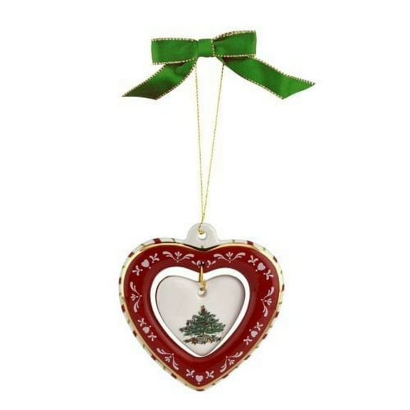 Spode 1667884 Heart Ornament, Green