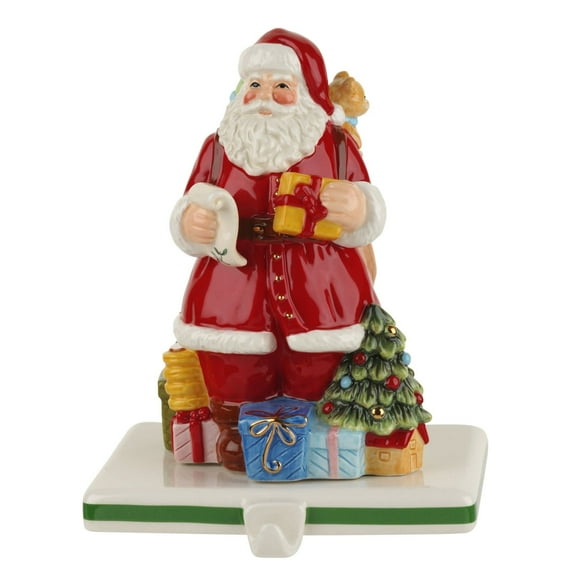 Spode 5.5" Stocking Holder with Hook - Santa Mannequin | Fine Earthenware | Collectible Home Dcor - Festive Holiday Display for Mantel, Fireplace | Weighted Hangers for Xmas