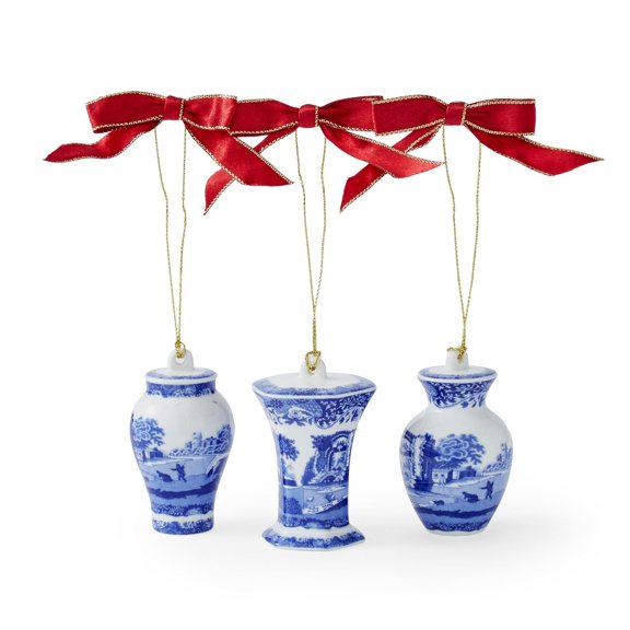 Spode Blue Italian 3-Piece Urn Ornaments