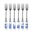 thumbnail image 1 of Spode Blue Italian Collection Pastry Forks, Set of Six, Stainless Steel Fork, Porcelain Handle, 6-Inch Salad, Spaghetti, Appetizer, and Dessert Fork, Hand Wash, 1 of 7