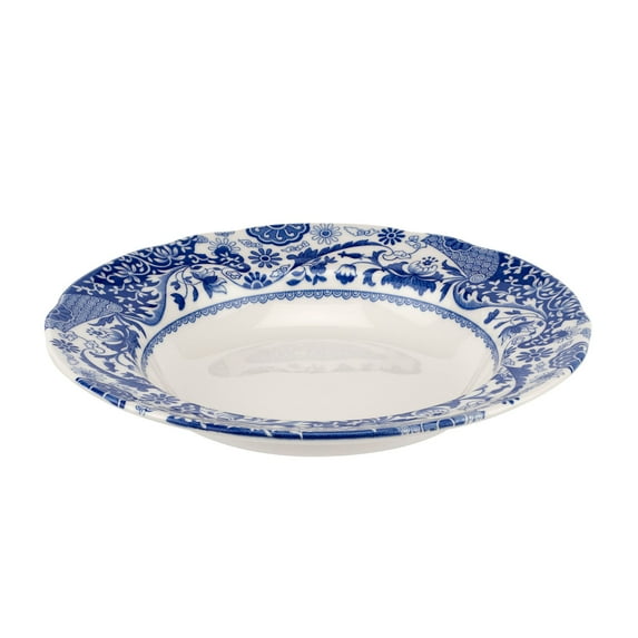Spode Blue Italian Brocato 9 Inch Soup Plate, Blue/White