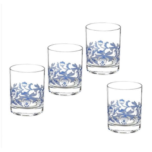 Spode Blue Italian Double Old Fashioned Glasses, 14 oz, Set of 4