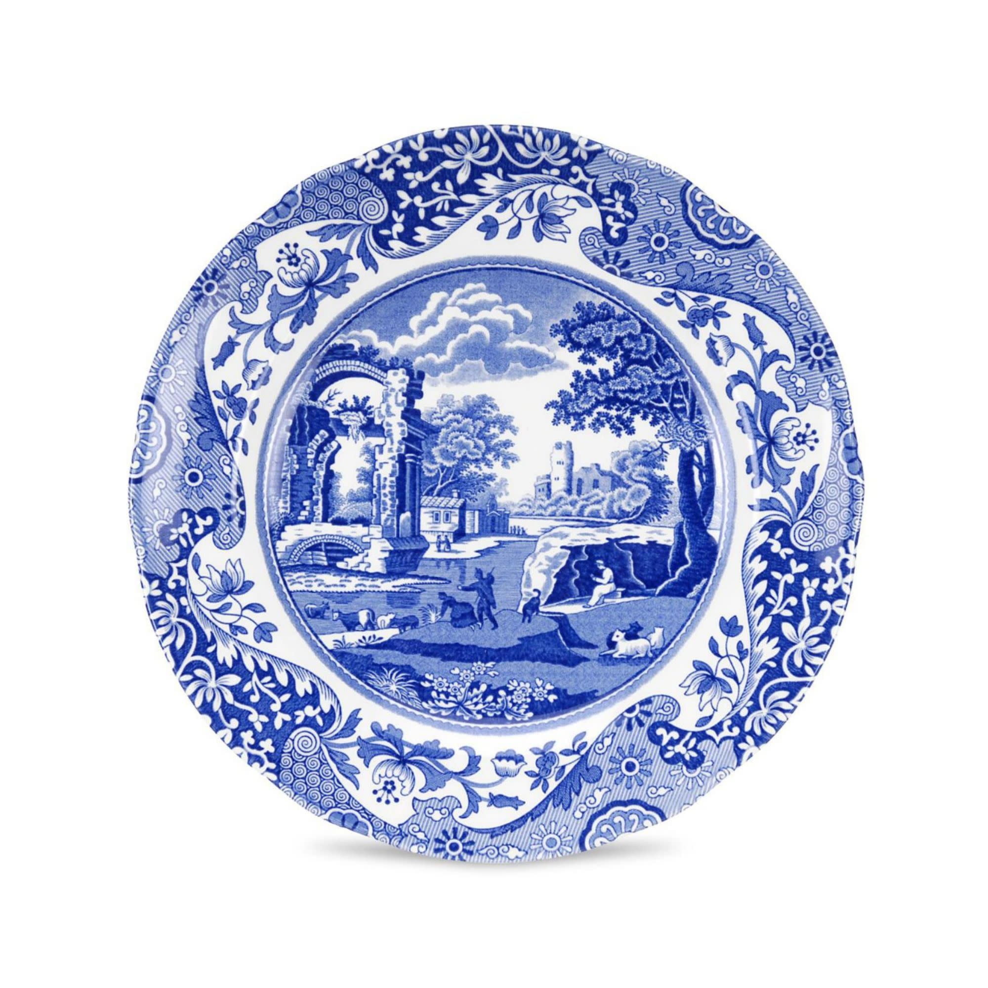 【8枚セット】美品！Spode Blue Italian 青白い風景画 大皿 Spode Blue Italian Fine Earthenware 8-Inch Salad Plate, Dishwasher