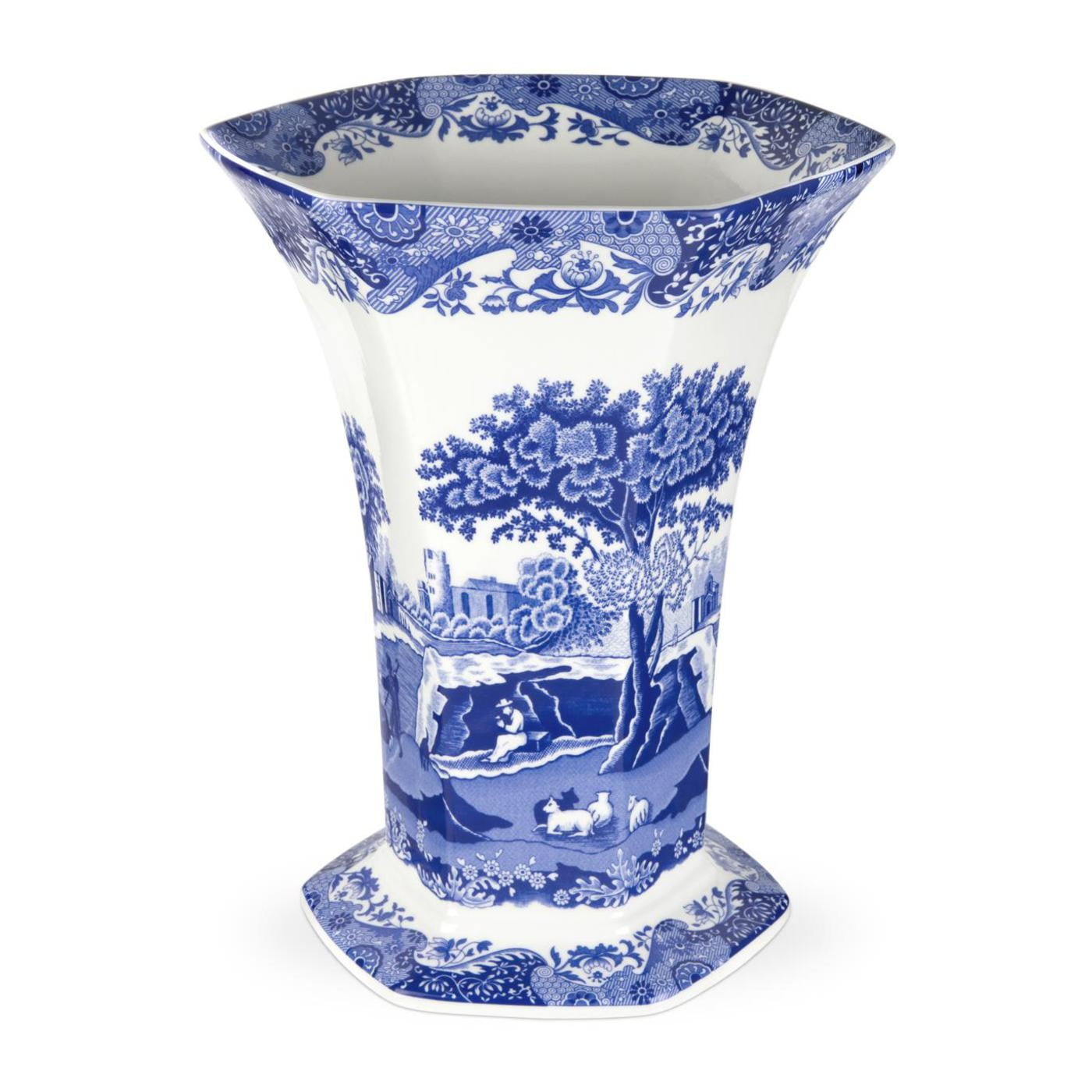 AA Importing 59725 Flat Blue and White Vase