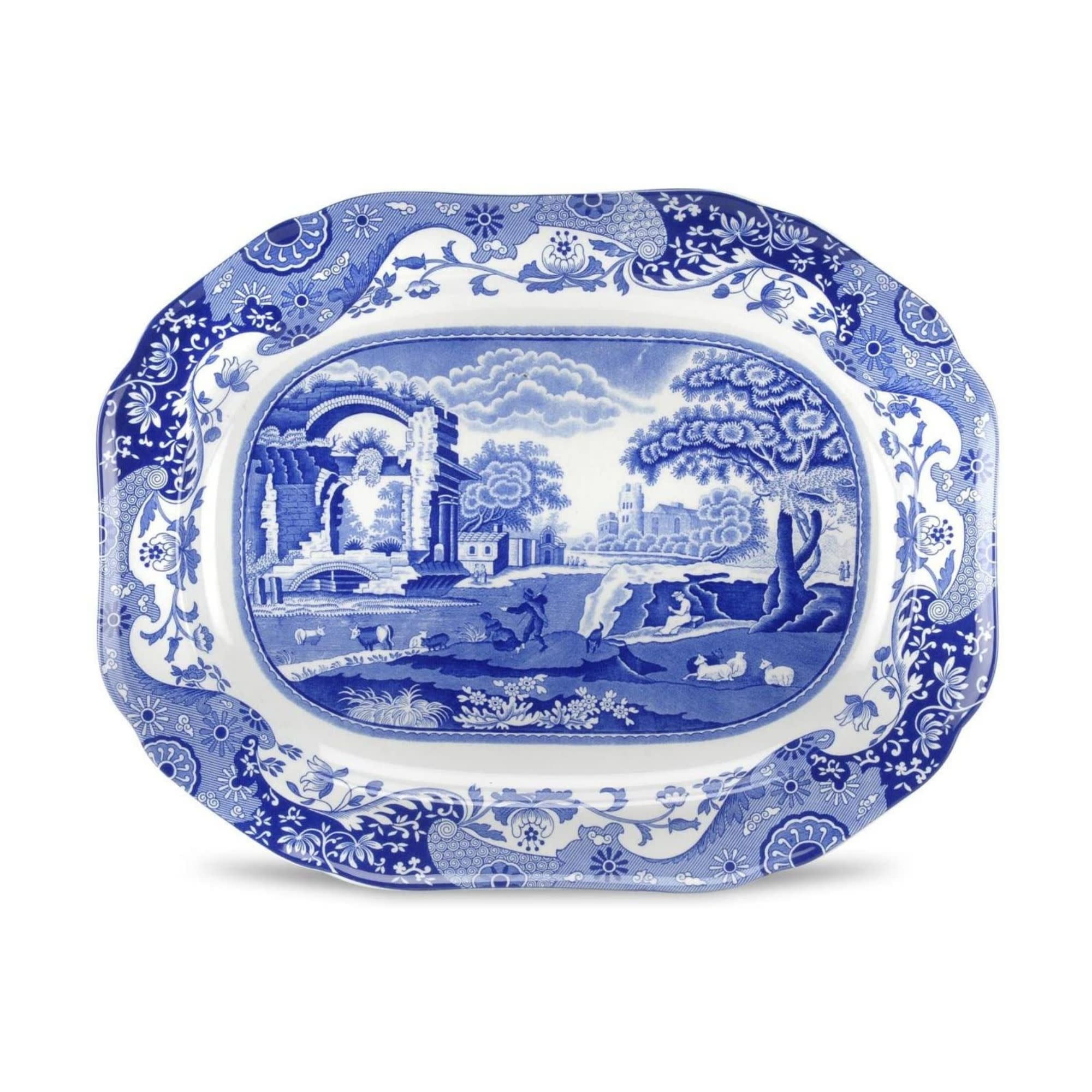 Blue Italian 14-Inch Ceramic Oval Serving Platter