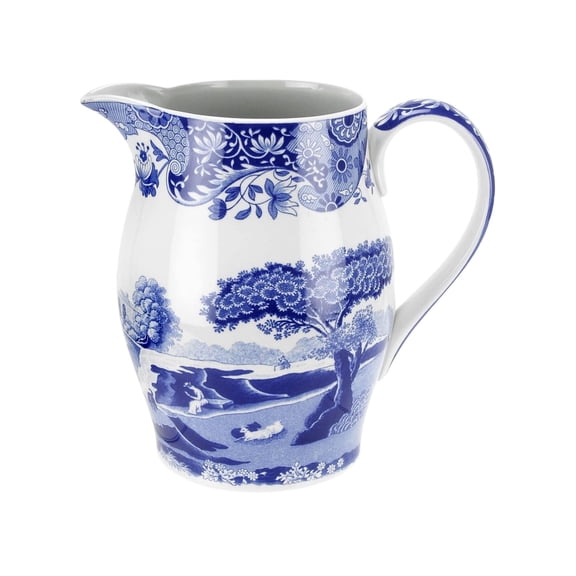 Spode Blue Italian Pitcher, 58 oz, Fine Porcelain