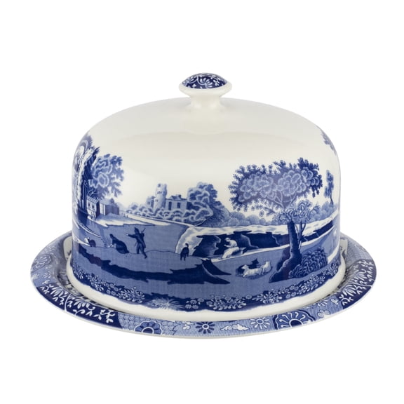 Spode Blue Italian Porcelain Serving Platter with Dome, Dessert Tray