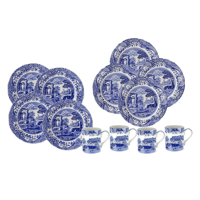 Portmeirion Blue Italian 12-Piece Ceramic Tableware Set with