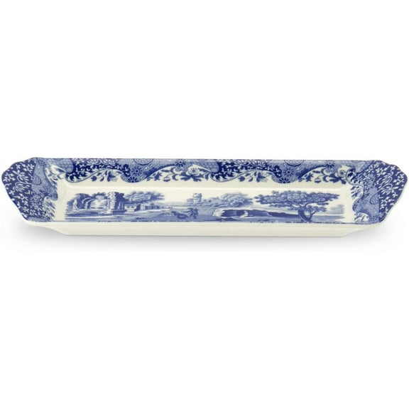 Spode Blue Italian Small Tray - 9 Inch Porcelain Decorative Serving Shallow Bowl for Salad, Pasta, Fruit, Appetizers, Snacks Elegant Gift Tableware Hostess