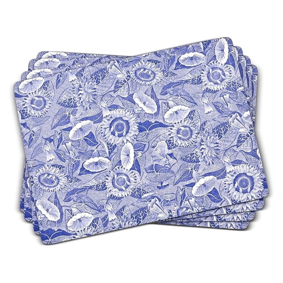 Spode Blue Room Collection Placemats, Set of 4 – (15.7" x 11.7") Rectangular Cork-Backed Board with Lacquered Finish, Heat & Stain Resistant Dining Table Mats Durable Kitchen Accessories