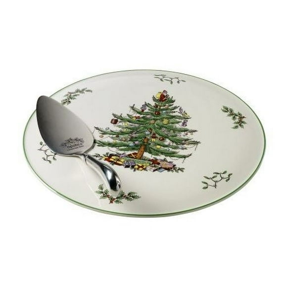 Spode Cake Plate 11.5" with Metal Server 10"