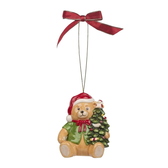 Spode Christmas Tree Teddy Bear Ornament, Durable Holiday Ornament for Festive Decor & Winter Wonderland Display - Sleek Seasonal Ornaments for Tree, Mantel, Holiday Home Decoration
