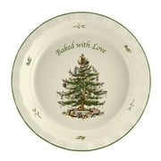 Spode Christmas Tree 10-Inch Pie Dish - Round Baking Dish for Holiday Desserts - Festive Earthenware Serveware for Christmas Table Setting - Dishwasher, Microwave, Oven Safe - Holiday Dishware