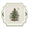 thumbnail image 1 of Spode Christmas Tree 12.5" Square Handled Serving Platter - Porcelain Serving Plate for Holiday Snacks, Appetizers, Buffet Displays - Microwave & Dishwasher Safe - Elegant Holiday Tableware, 1 of 7