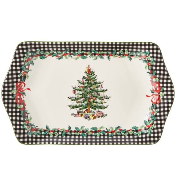 Spode Christmas Tree 12" Porcelain Dessert Tray, 2024 Annual Collector Tray - Holiday Dinnerware & Decorative Tray, Holiday Winter Serving for All Parties & Occasions - For Snacks, Appetizers, Cookies
