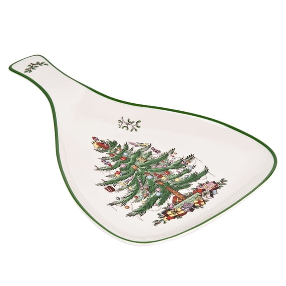 Spode Christmas Tree 13" Large Spoon Rest, Porcelain, Long Handle for Kitchen Utensils - Mess-Free Cooking, Holiday Spoon Rest for Kitchen Counter & Stovetop - For Spatula, Spoon, Tongs