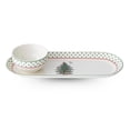 thumbnail image 1 of Spode Christmas Tree 2-Piece Polka Dot Chip and Dip Serving Set - 13-Inch Oval Plate with Dip Bowl - Festive Christmas Serveware, Durable Porcelain, Dishwasher, Microwave, Freezer Safe, 1 of 7