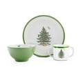 thumbnail interactive-video image 1 of Spode Christmas Tree 3-Piece Melamine Dinnerware Set - 8" Plate, 5" Bowl, 10 Oz Mug - Festive & Durable Holiday Collection for Kids - Christmas Tableware with Classic Tree Motif, Dishwasher Safe, 1 of 8