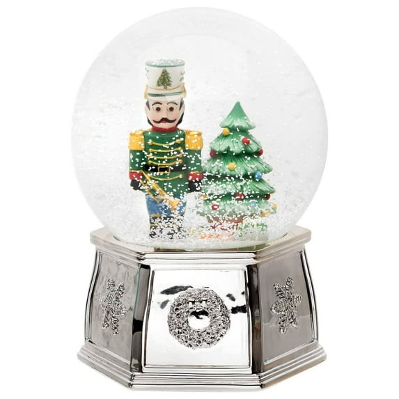 Spode Christmas Tree Nutcracker Winter Wonderland Snow Globe, Plays Soothing Music - Durable Porcelain, Personalized Collectible Holiday Gift - Great for Christmas, Weddings, Home Décor