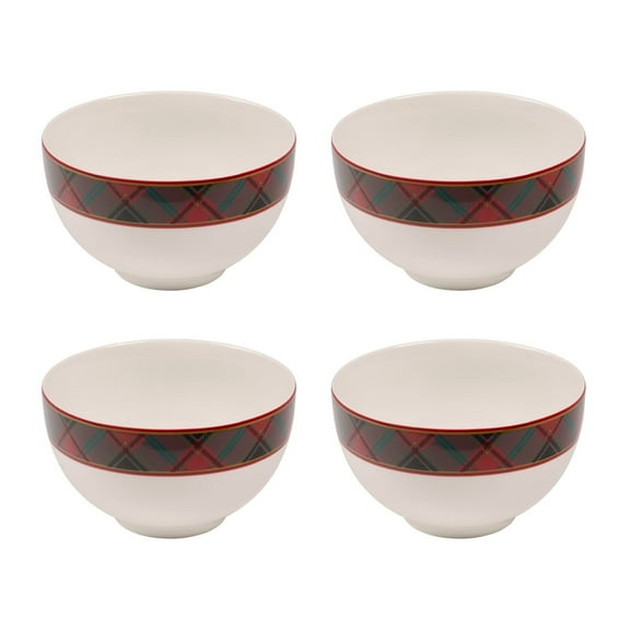 Spode Christmas Tree 6-Inch Rice Bowl, Set of 4 - Round Ceramic Bowls for Soup, Stews, Frozen Meals, and Sticky Rice - Christmas Tableware - Durable, Dishwasher, Microwave Safe