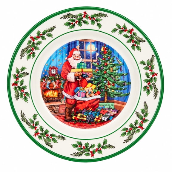 Spode Christmas Tree Annual 2026 Collector Plate - Festive Santa, Holly