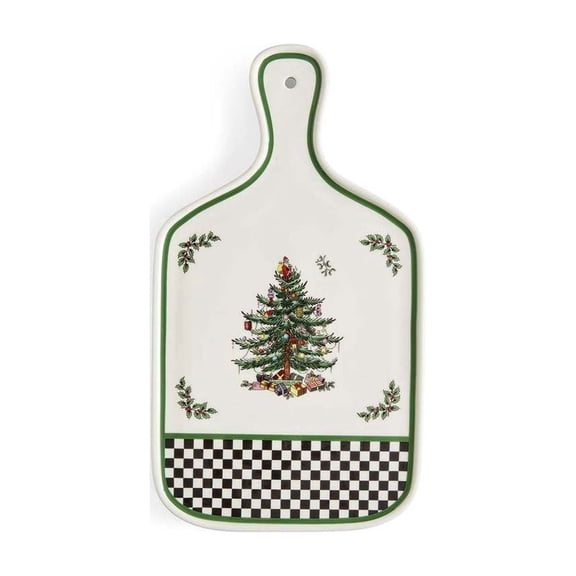 Spode Christmas Tree Black & White Serving Board - Lead-Free Porcelain