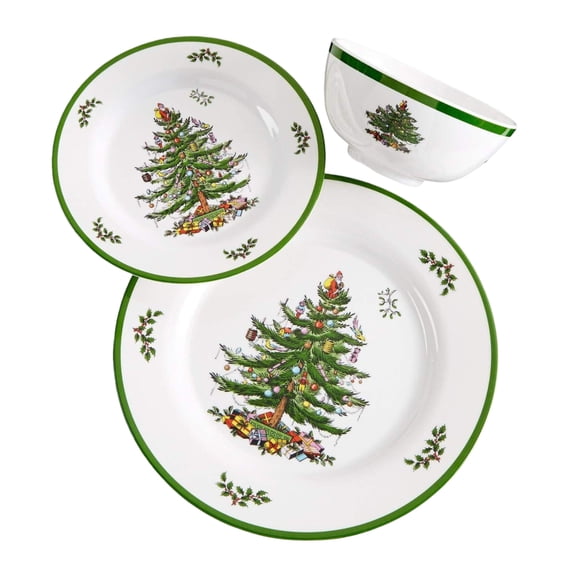 Spode – Christmas Tree – Christmas Tree Melamine 12-Piece Dinnerware Set