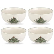 Spode Christmas Tree 5.5" Fruit Salad Bowl Set of 4 - Versatile Earthenware Bowl for Cereal, Dessert, Holiday Treats - Classic Christmas Tableware - Dishwasher, Microwave, Freezer, Oven Safe