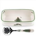 thumbnail image 1 of Spode Christmas Tree Cranberry Sauce Serving Dish with Slotted Spoon (8"x 4.25") - Rectangular Holiday Server with Holiday Motif - Dishwasher, Microwave, Freezer Safe Serveware for Entertaining, 1 of 3
