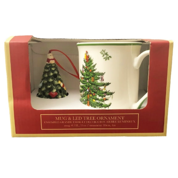 Spode Christmas Tree Fine Porcelain China Mug & LED Tree Ornament