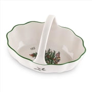 Spode Christmas Tree Fruit Basket, 6-Inch Snack Bowl with Handle for Holiday Snacks, Earthenware Christmas Gift, Festive Holiday Serveware & Holiday Display Bowl, Seasonal D cor