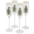 thumbnail image 1 of Spode Christmas Tree Gold 8.5oz Champagne Flutes (Set of 4) - Gold Rimmed Glasses, Festive Holiday Drinkware for Christmas Dinner, Wedding Gifts - Classic Holiday Glassware for Wine & Minosas, 1 of 7
