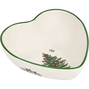 Spode Christmas Tree Heart Shaped Dip Bowl - 4.75-Inch Fine Earthenware Bowl for Dips, Sauces, and Condiments - Festive Holiday Decor and Christmas Gift - Classic Design, Dishwasher Safe