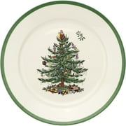 Spode Christmas Tree Luncheon Plate, 9-Inch Porcelain Dinner & Appetizer Plate, Holiday-Themed Serving Plate, Microwave & Dishwasher Safe, Festive Collectible Seasonal Dining Plate