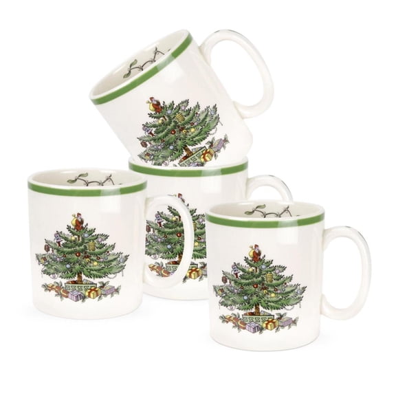 Spode Christmas Tree Mug - Set of 4, Multicolored