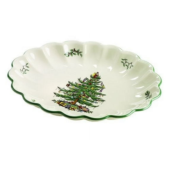 Spode Christmas Tree Oval Fluted Dish