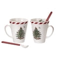 thumbnail image 1 of Spode Christmas Tree Peppermint 14oz Mug & Spoon Set (4-Piece) - Festive Earthenware with Candy Cane Motif, Ceramic Mug for Hot Chocolate, Coffee, Holiday Mornings - Christmas Drinkware, 1 of 7