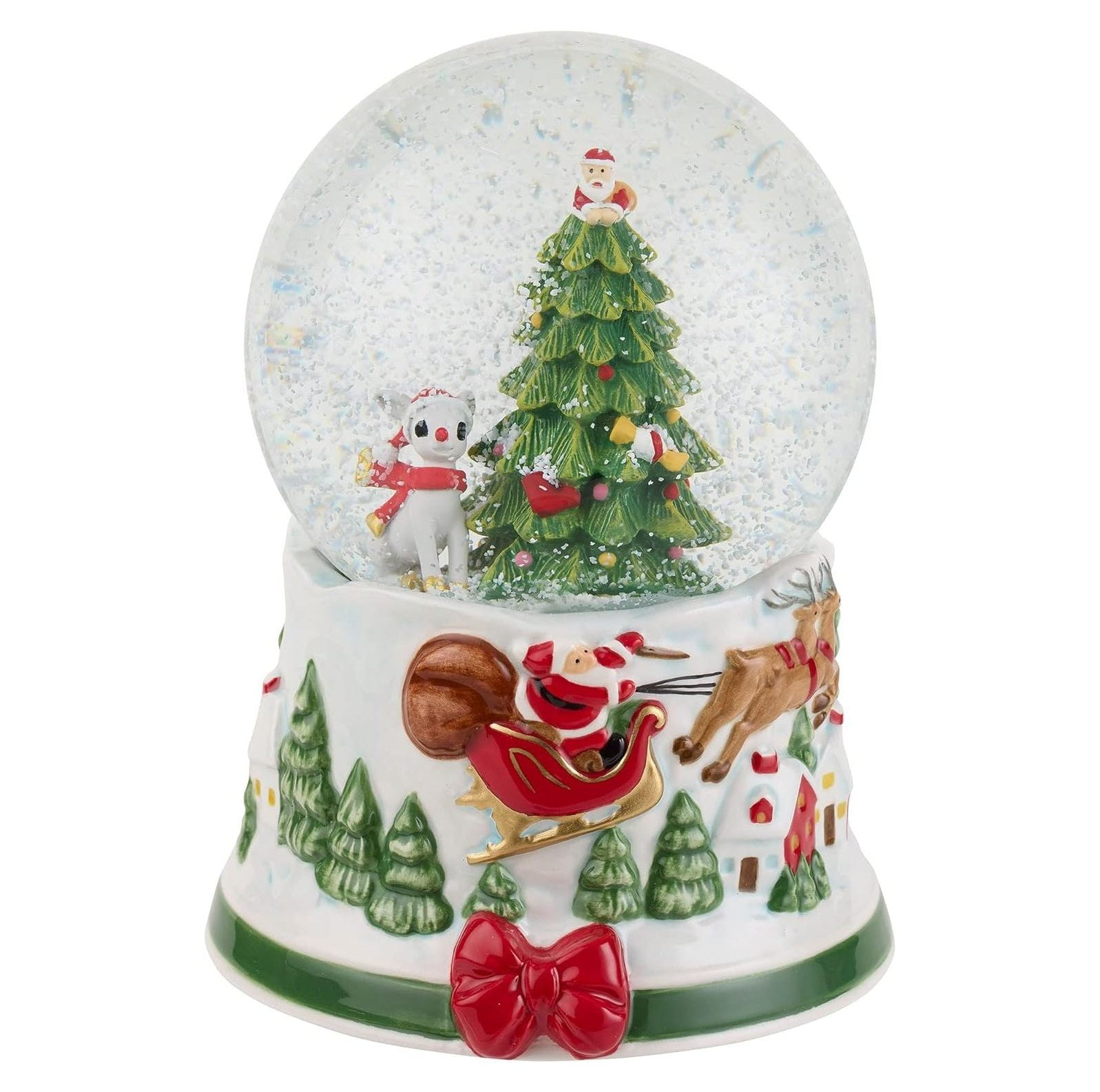 Spode Christmas Tree Rudolph The Red Nosed Reindeer Snow Globe
