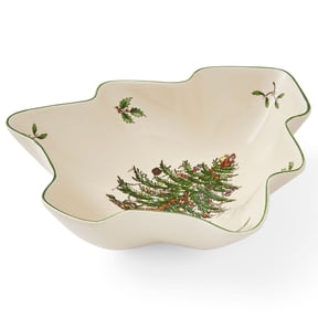 Spode Christmas Tree Serving Dish, 9-inch Tree-Shaped Bowl, Fine Earthenware, Dishwasher Safe, Decorative Christmas Serveware, Festive Tableware, Holiday Entertaining, Christmas Home Dcor