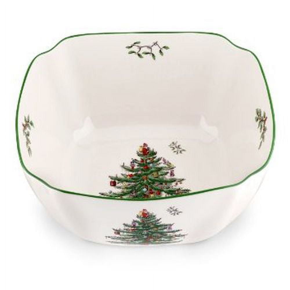 White and Green Ceramic Christmas Tree Serving Bowl