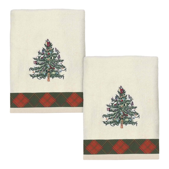 Spode® Christmas Tree Tartan 2-Pack Hand Towel Set