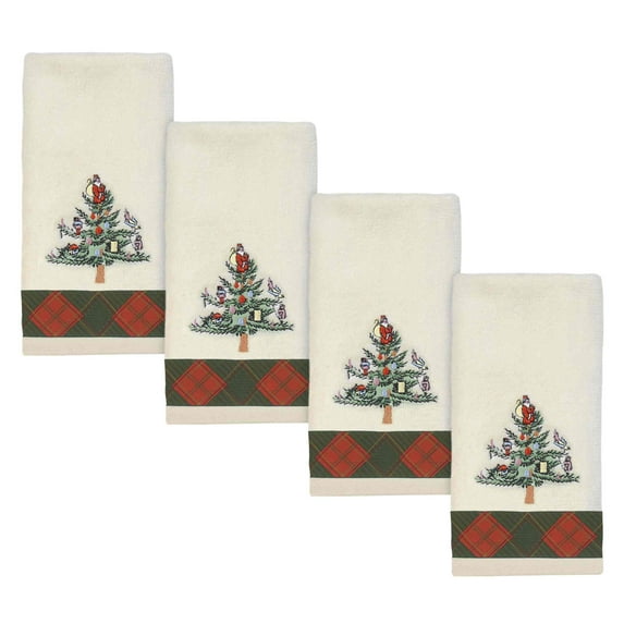 Spode® Christmas Tree Tartan 4-Pack Fingertip Towel Set